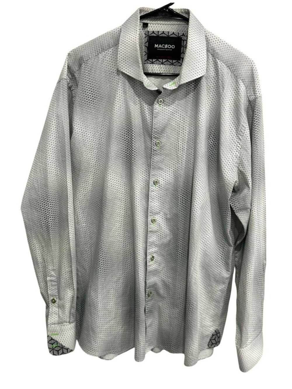 Maceoo XXL Einstein Dior Geometric Silver Black Button Up Shirt Italian Retro